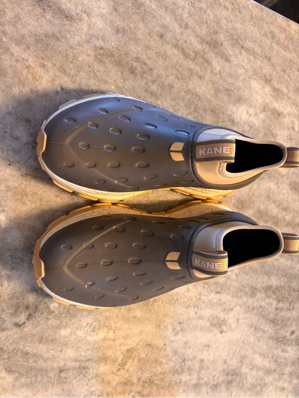 KANE Slip-On Athletic Shoes in Gray and Cream